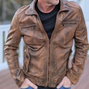 Men's Italian leather jacket - Size Small